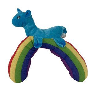National Prize & Toys Unicorn Sitting on Rainbow 14” Plush Blue Stuffed Animal